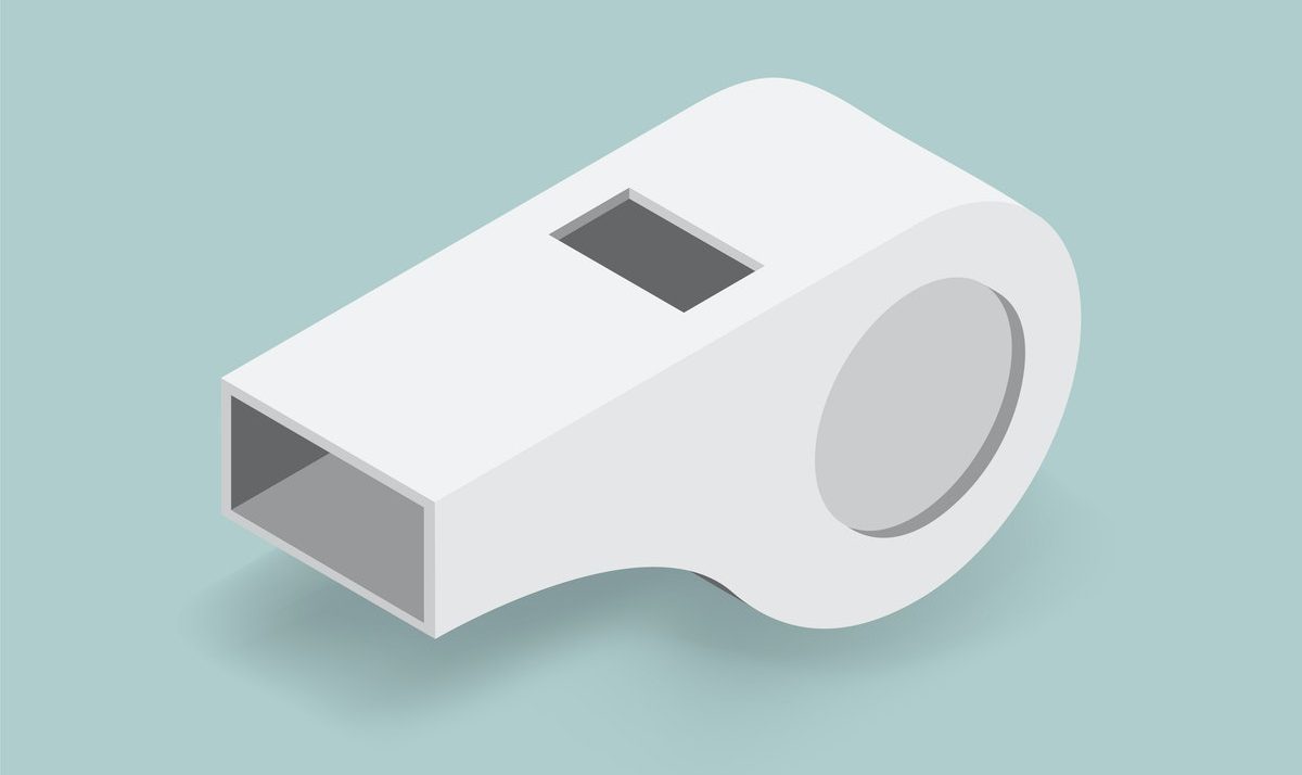 illustration of a white whistle over a light green background