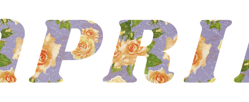 April written with a floral patterned font
