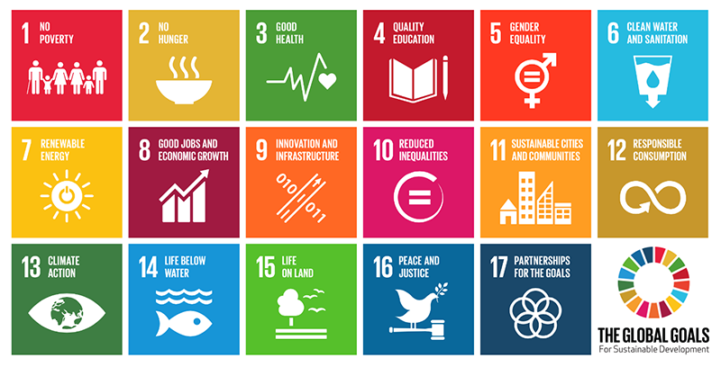 one thumbnail for each of the 17 sustainable development goals